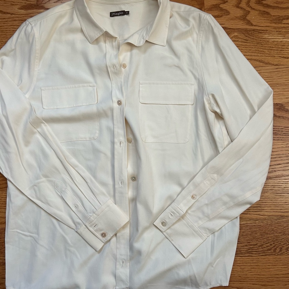 Cream silk button down